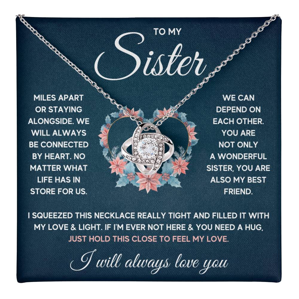TO MY SISTER SQUEEZED LOVE KNOT NECKLACE GIFT SET