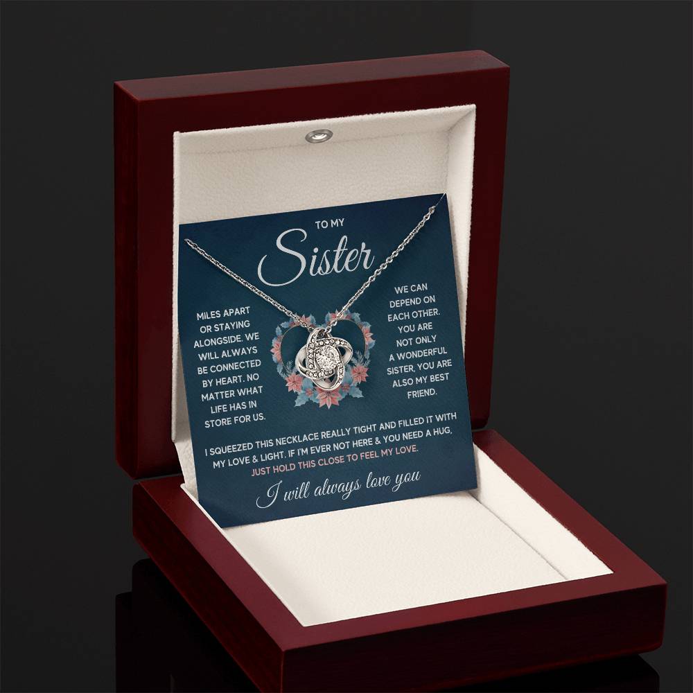TO MY SISTER SQUEEZED LOVE KNOT NECKLACE GIFT SET