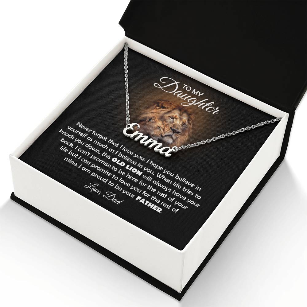 TO MY DAUGHTER OLD LION NAME NECKLACE GIFT SET
