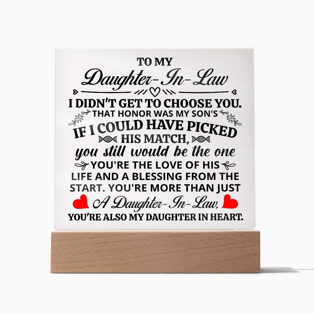 TO MY DAUGHTER IN LAW HONOR SQUARE ACRYLIC