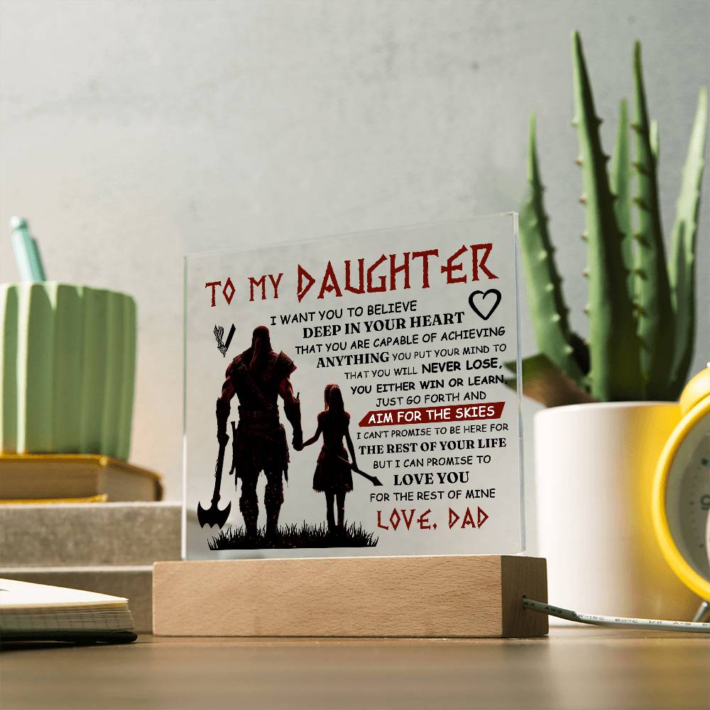 TO MY DAUGHTER VIKING SQUARE ACRYLIC PLAQUE