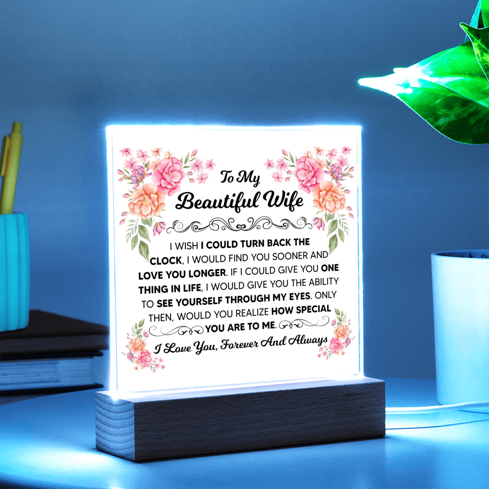 TO MY BEAUTIFUL WIFE SQUARE ACRYLIC PLAQUE 1