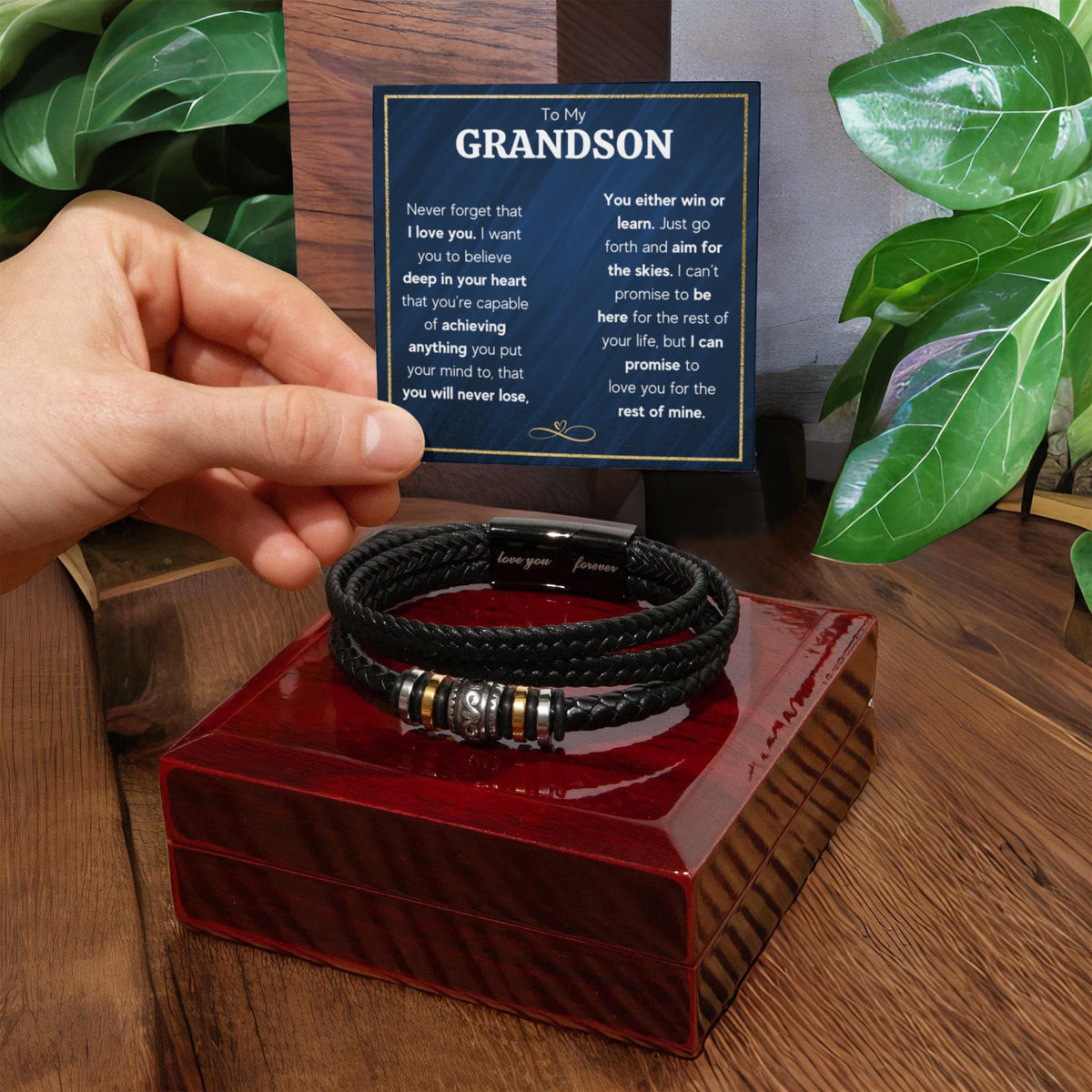 Love You Forever To My Grandson Bracelet Achieve Anything