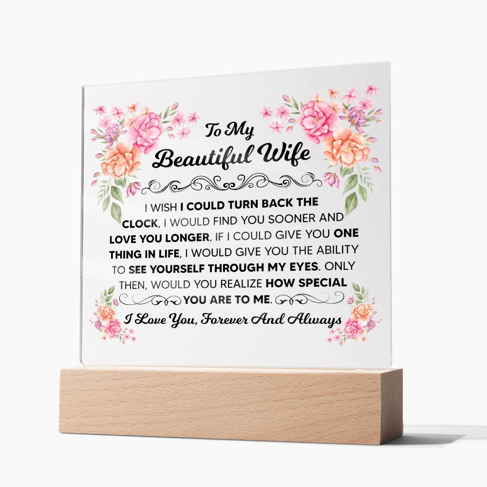 TO MY BEAUTIFUL WIFE SQUARE ACRYLIC PLAQUE