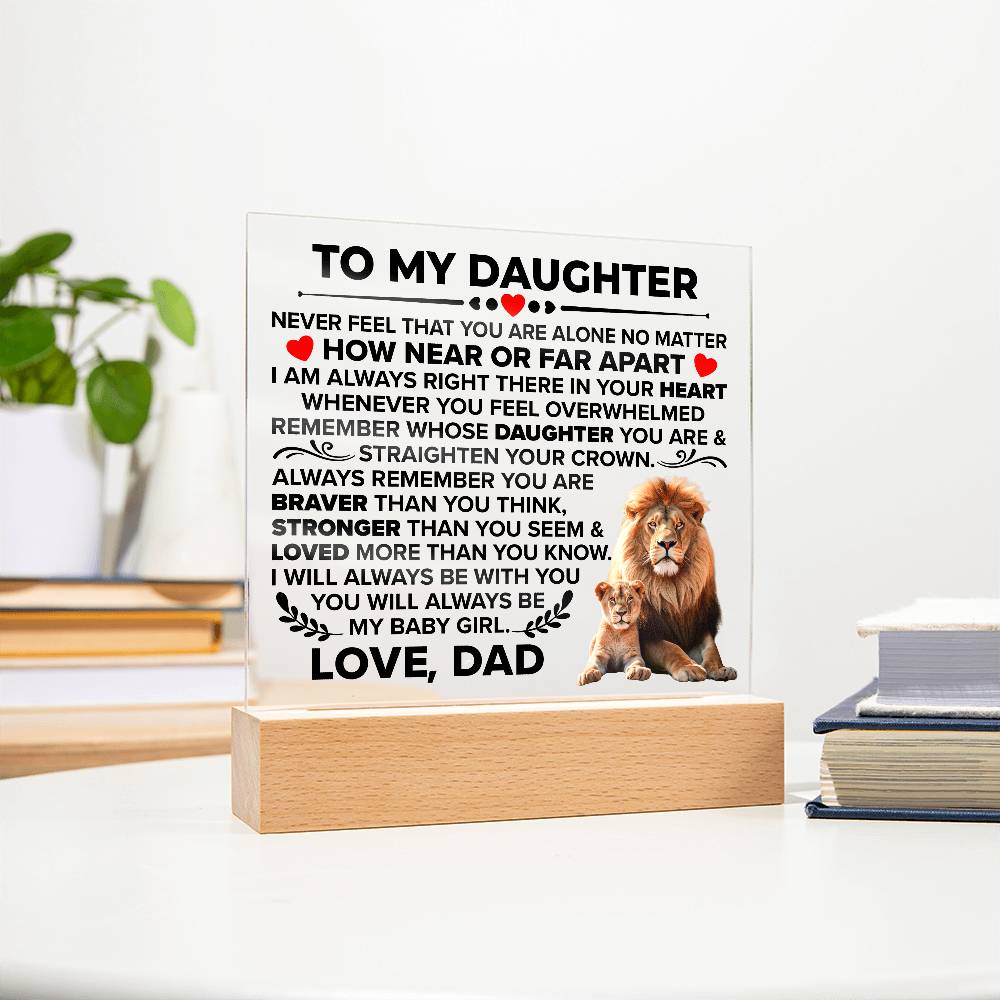 TO MY DAUGHTER BRAVER SQUARE ACRYLIC