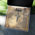 TO MY SON THIS OLD LION CROSS NECKLACE GIFT SET