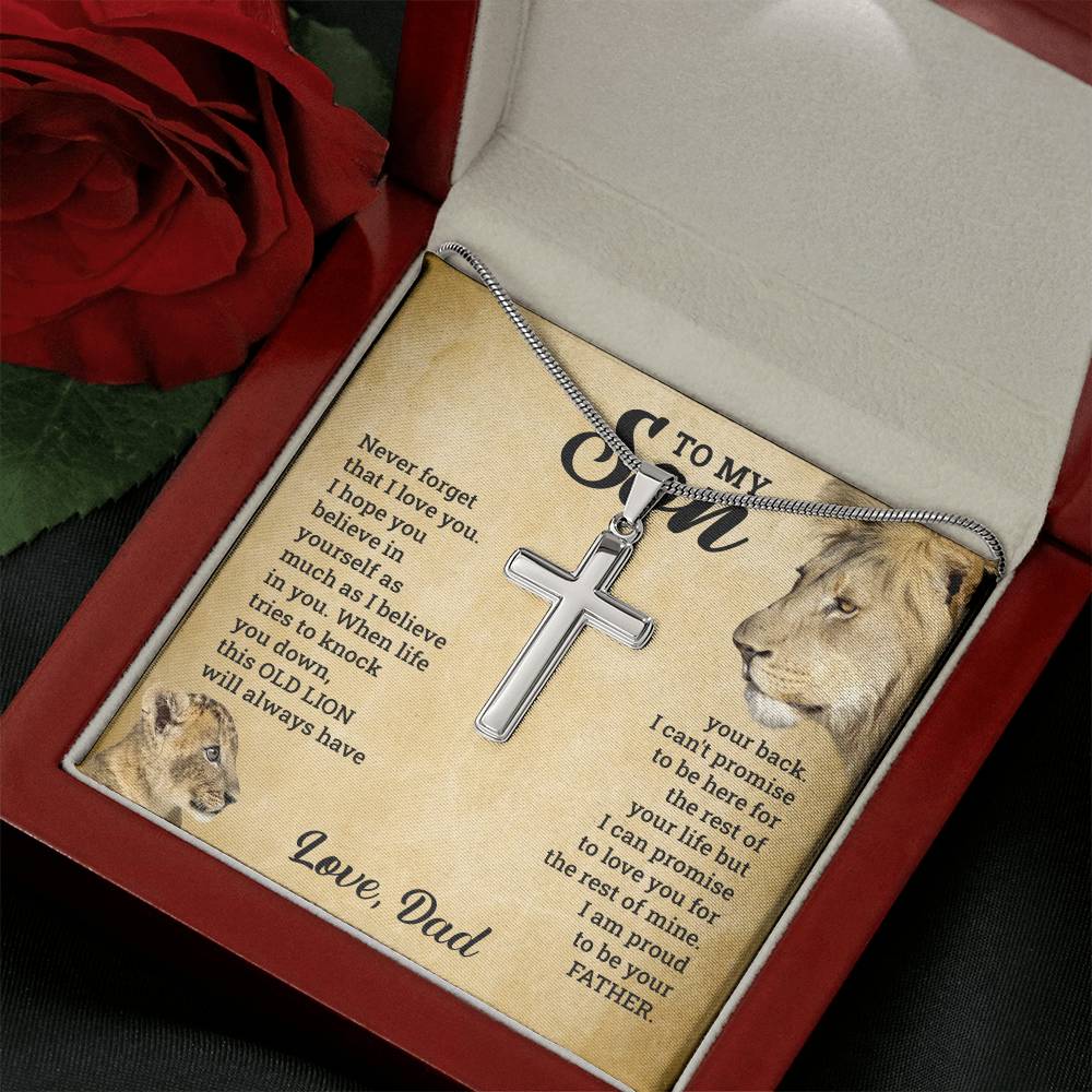 TO MY SON THIS OLD LION CROSS NECKLACE GIFT SET
