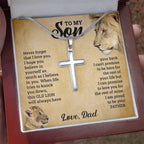 TO MY SON THIS OLD LION CROSS NECKLACE GIFT SET